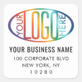 Ihr Firmenlogo Einfache weiße Rücksendeadresse Quadratischer Aufkleber (Vorderseite)