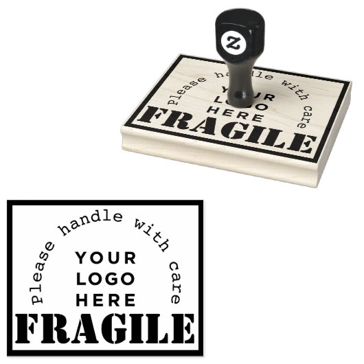 Ihr Firmenlogo Fragile Briefmarke für den Versand Gummistempel (Stempel)
