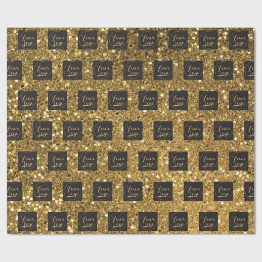 Ihr Firmenlogo für Gold-Glitzer Geschenkpapier (Flach)