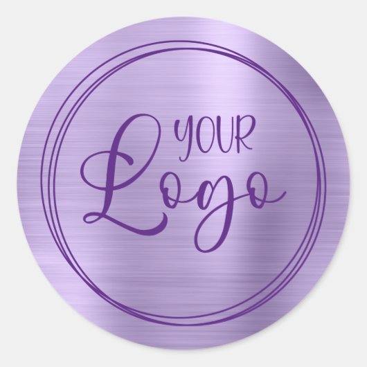 Ihr Firmenlogo hier Metallic blasses Lila Runder Aufkleber (Vorderseite)