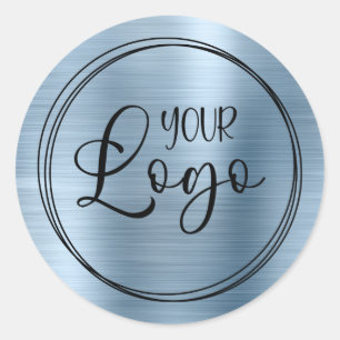 Ihr Firmenlogo hier Metallic Blue Runder Aufkleber
