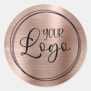 Ihr Firmenlogo hier Metallische Rose Gold Runder Aufkleber