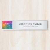 Ihr Firmenlogo hier Modernes Silber Türschild (Vorderseite )