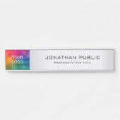 Ihr Firmenlogo hier Modernes Silber Türschild (Vorderseite )