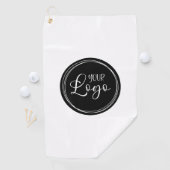 Ihr Firmenlogo im schwarzen Kreis Golfhandtuch (Insitu)