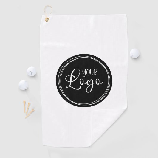Ihr Firmenlogo im schwarzen Kreis Golfhandtuch (Insitu)