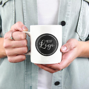 Ihr Firmenlogo im schwarzen Kreis Kaffeetasse