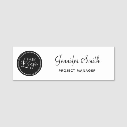 Ihr Firmenlogo im schwarzen Kreis Namensschild (Vorderseite)