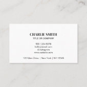 Ihr Firmenlogo l Minimal Modernes Schwarz & Weiß Visitenkarte (Rückseite)