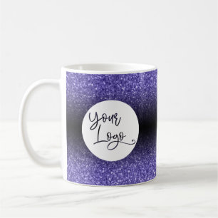 Ihr Firmenlogo Lila Glitzer und Schwarzes Ombre Kaffeetasse