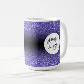 Ihr Firmenlogo Lila Glitzer und Schwarzes Ombre Kaffeetasse (VorderseiteRechts)