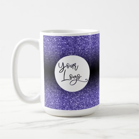 Ihr Firmenlogo Lila Glitzer und Schwarzes Ombre Kaffeetasse (Links)