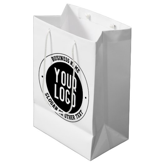 Ihr Firmenlogo oder Design | Fett bearbeitbarer Te Mittlere Geschenktüte (Vorderseite Schrägansicht)