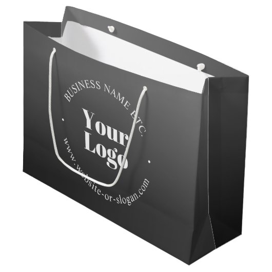 Ihr Firmenlogo oder Ihr Design und Ihr bearbeitete Große Geschenktüte (Vorderseite Schrägansicht)