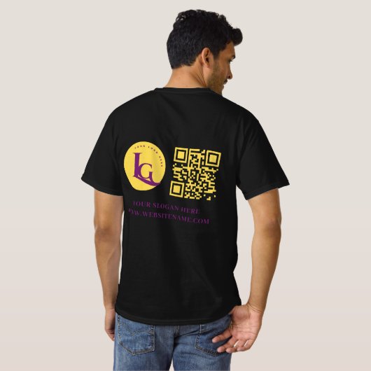 Ihr Firmenlogo QN-Code T-Shirt (Schwarz voll)