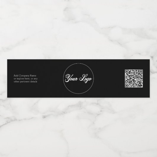 Ihr Firmenlogo QR Code Black Water Flasche Etikett (Einzelnes Label)