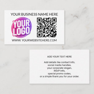 Ihr Firmenlogo & QR-Code & Text des Unternehmens T Visitenkarte
