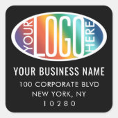 Ihr Firmenlogo - Schwarze Rücksendeadresse Quadratischer Aufkleber (Vorderseite)