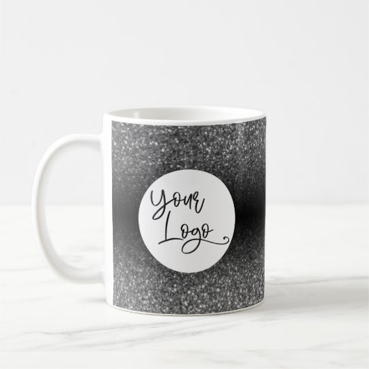 Ihr Firmenlogo, Silber und Schwarz Kaffeetasse (Links)
