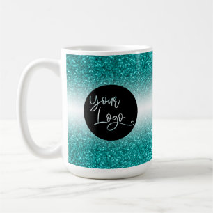 Ihr Firmenlogo, Türkises Glitter und Schwarzes Omb Kaffeetasse