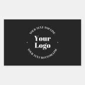 Ihr Firmenlogo und anpassbare Textvorlage Rechteckiger Aufkleber (Vorderseite)