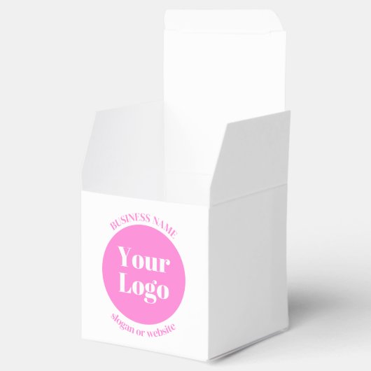 Ihr Firmenlogo und bearbeitete Textvorlage | Pink Geschenkschachtel (Geöffnet)