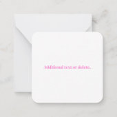 Ihr Firmenlogo und bearbeitete Textvorlage | Pink Mitteilungskarte (Rückseite)