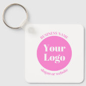 Ihr Firmenlogo und bearbeitete Textvorlage | Pink Schlüsselanhänger (Vorderseite)