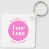 Ihr Firmenlogo und bearbeitete Textvorlage | Pink Schlüsselanhänger (Rückseite)