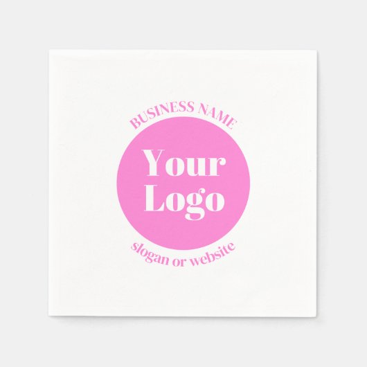 Ihr Firmenlogo und bearbeitete Textvorlage | Pink Serviette (Vorderseite)