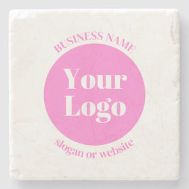 Ihr Firmenlogo und bearbeitete Textvorlage | Pink Steinuntersetzer
