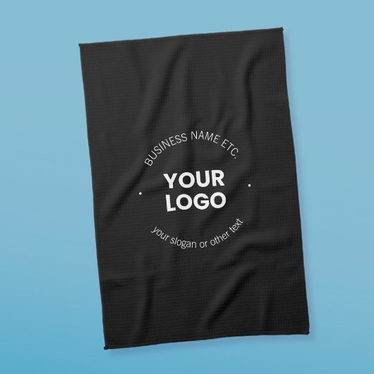Ihr Firmenlogo und bearbeiteter Text | Schwarz/Wei Geschirrtuch