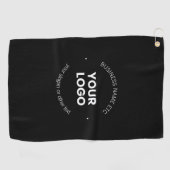 Ihr Firmenlogo und bearbeiteter Text | Schwarz/Wei Golfhandtuch (Horizontal)