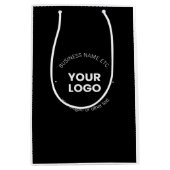 Ihr Firmenlogo und bearbeiteter Text | Schwarz/Wei Mittlere Geschenktüte (Vorderseite)