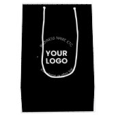 Ihr Firmenlogo und bearbeiteter Text | Schwarz/Wei Mittlere Geschenktüte (Rückseite)