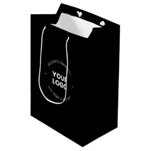 Ihr Firmenlogo und bearbeiteter Text Schwarz/Wei Mittlere Geschenktüte