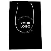 Ihr Firmenlogo und bearbeiteter Text | Schwarz/Wei Mittlere Geschenktüte (Vorderseite)