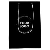 Ihr Firmenlogo und bearbeiteter Text | Schwarz/Wei Mittlere Geschenktüte (Rückseite)