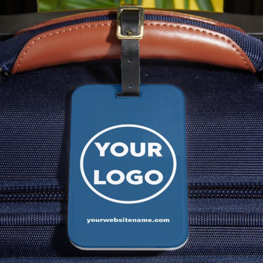 Ihr Firmenlogo und Ihre Business-Website auf Blue Gepäckanhänger (Vorderseite Insitu 2)