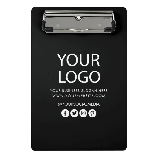Ihr Firmenlogo und Ihre Textfirma als schwarz geke Mini Klemmbrett (Vorderseite)