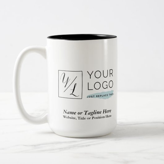 Ihr Firmenlogo und individuelle Details Zweifarbige Tasse (Links)