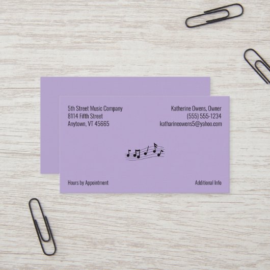 Ihr Firmenlogo und Unternehmensinformationen Lila Visitenkarte (Vorderseite/Rückseite Beispiel)