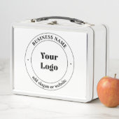 Ihr Firmenlogo und Werbetext | weiß Metall Brotdose (Beispiel)