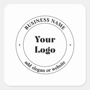 Ihr Firmenlogo und Werbetext weiß Quadratischer Aufkleber