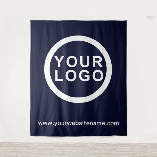 Ihr Firmenlogo | Website Moderner blauer Hintergru Wandteppich (Vorderseite)