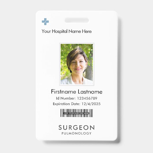 Ihr Firmenlogo Weiße, moderne Abzeichen Ausweis (Front)