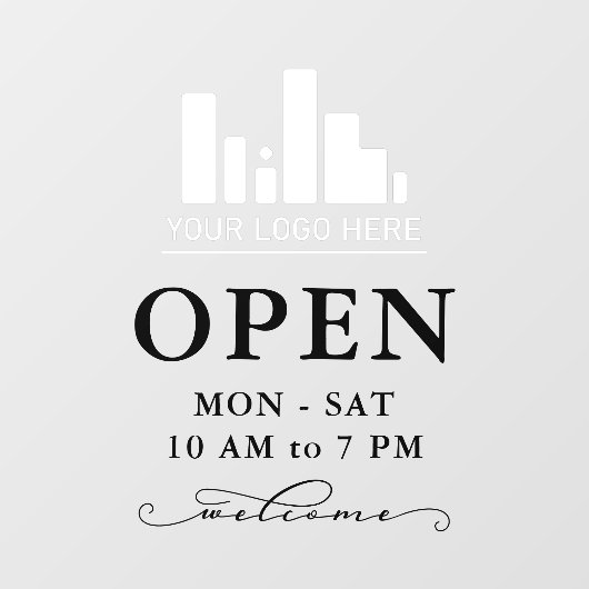 Ihr Firmenlogo Wirbel Schwarze Willkommenszeiten Fensteraufkleber (Blatt)