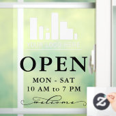 Ihr Firmenlogo Wirbel Schwarze Willkommenszeiten Fensteraufkleber (Zuhause)