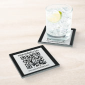 Ihr Firmenname & editierbarer QR-Code Glasuntersetzer (Schrägansicht)