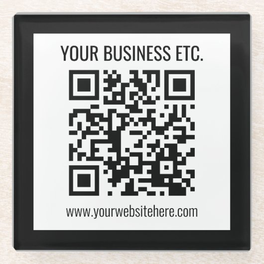 Ihr Firmenname & editierbarer QR-Code Glasuntersetzer (Vorderseite)